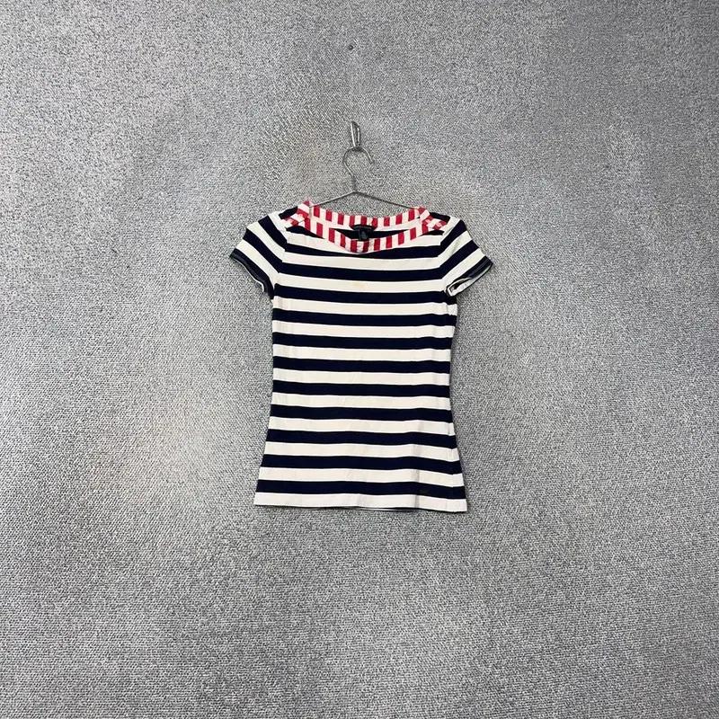 타미힐피거 스트라이프 블루 여성 숏 반팔티 XS