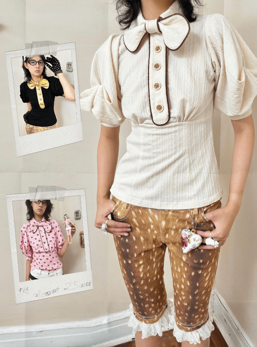 Fold Detail Puff Sleeve Tee (3color)