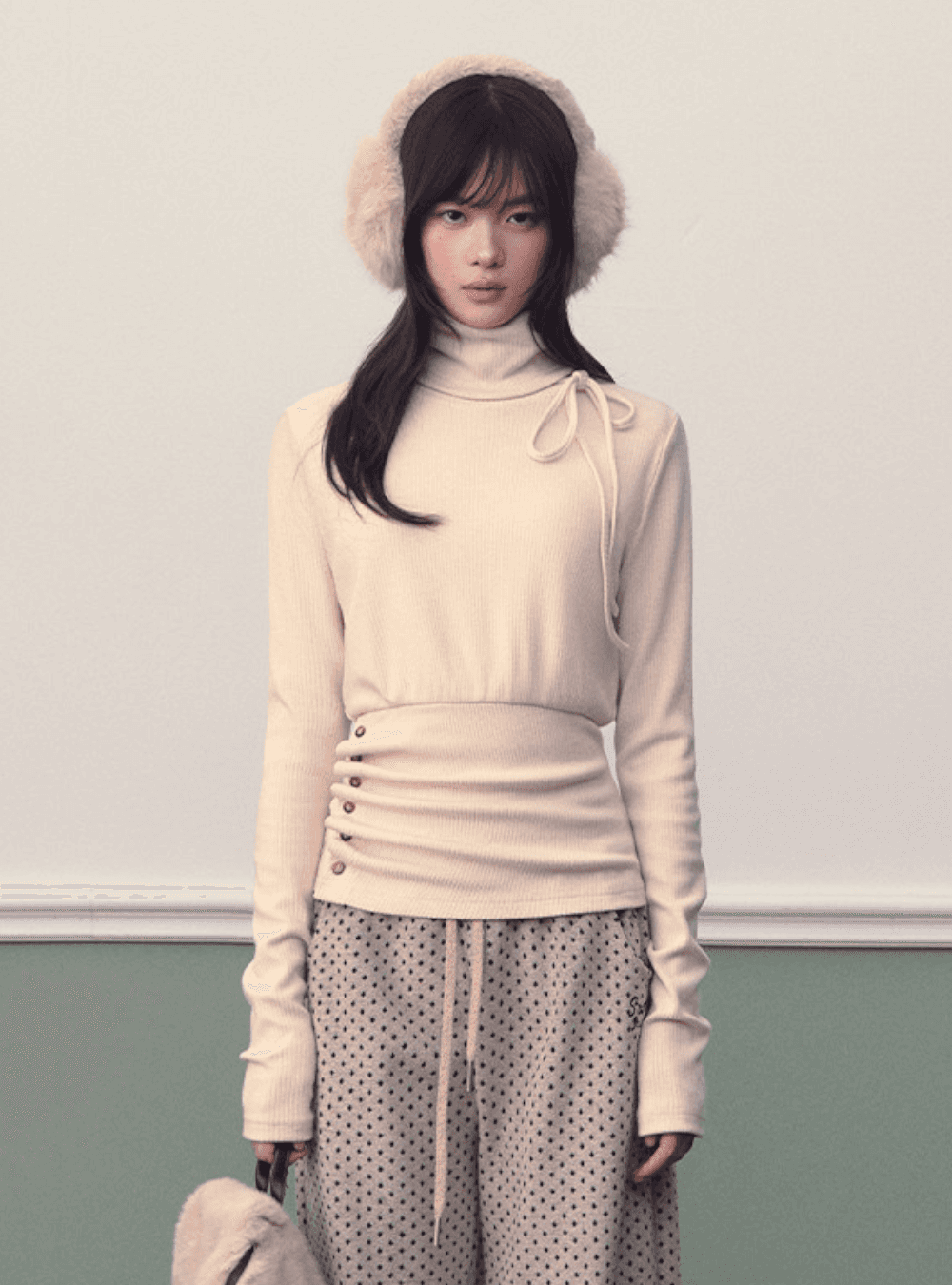 Sweet Drawstring Rib Knit Top (2color)