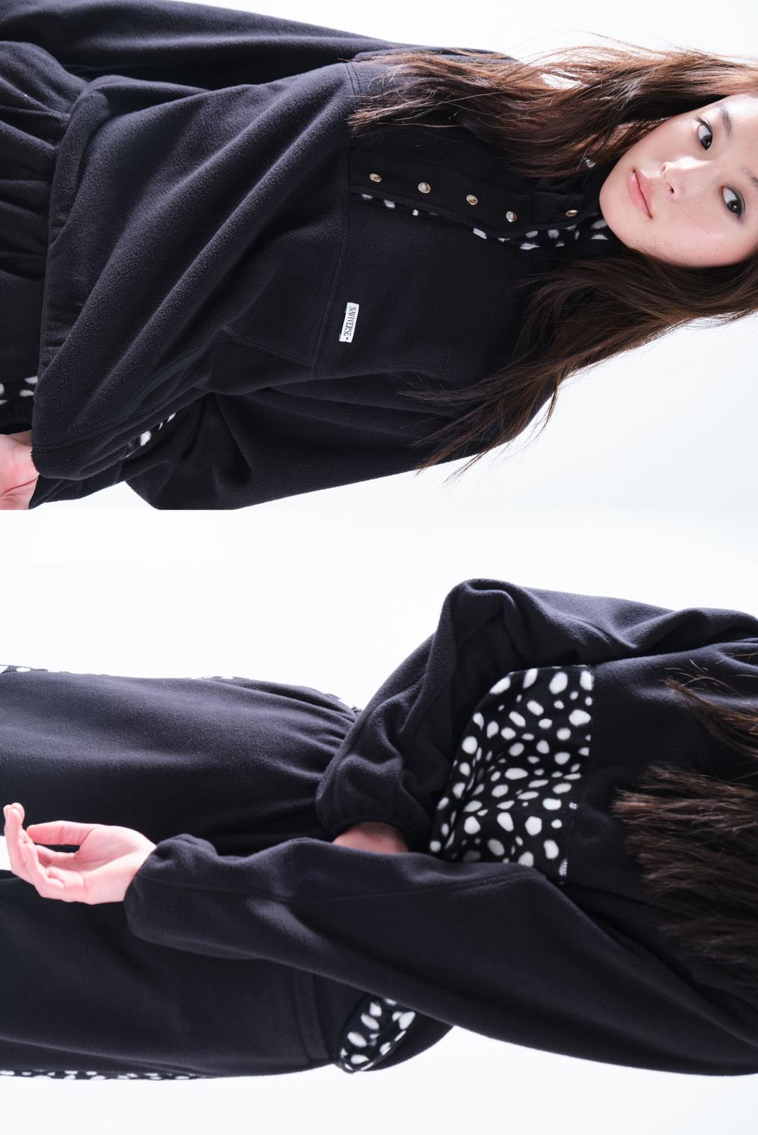 Cow Fleece Anorak_Black