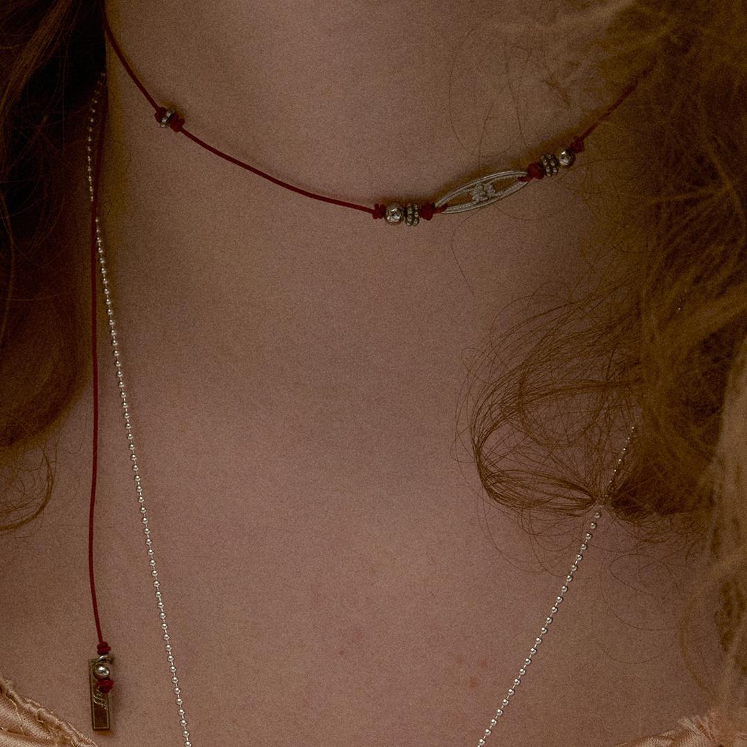 oval trace necklace-red