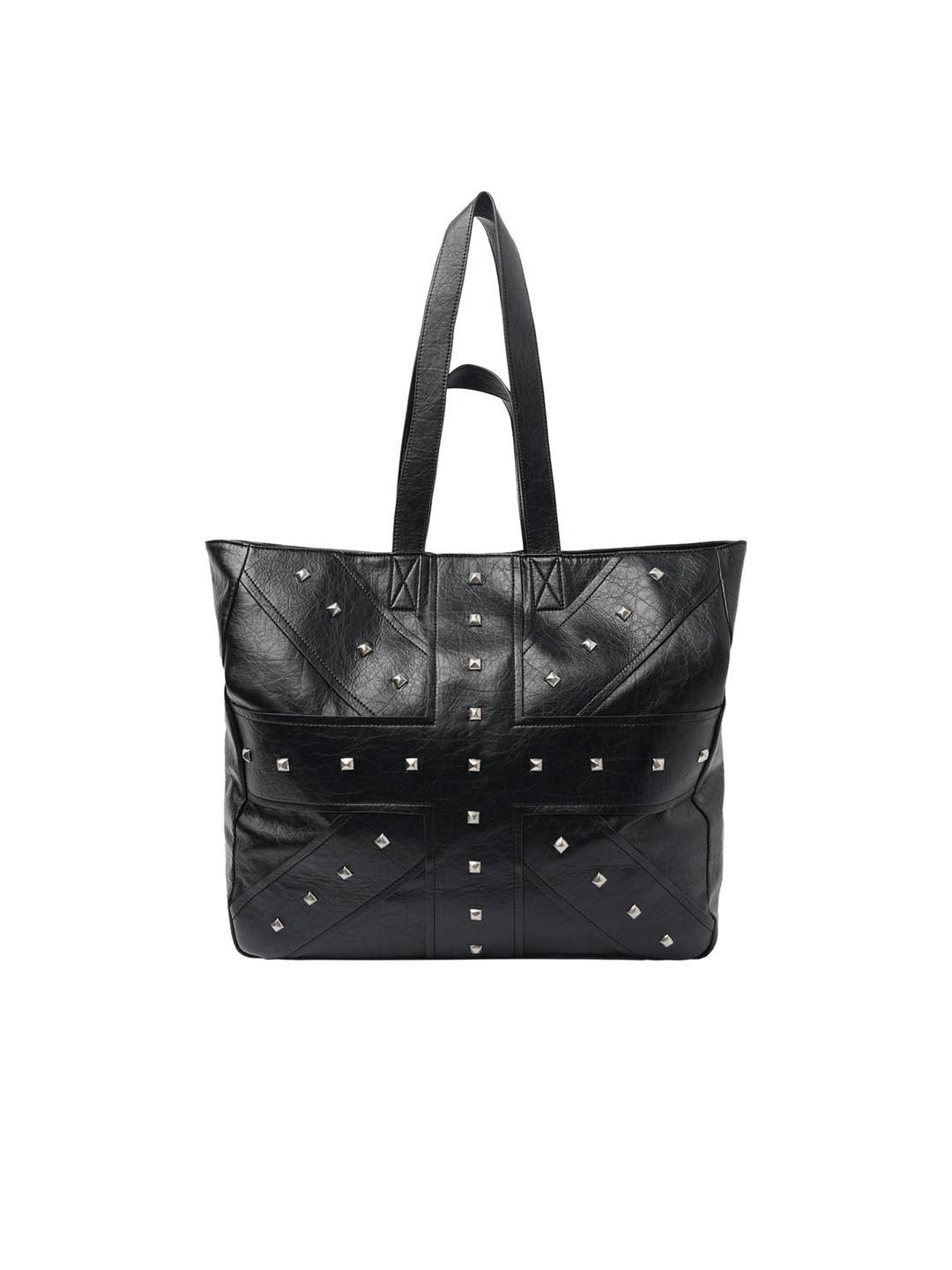 CROSSLINE STUD TOTE BAG - BLACK