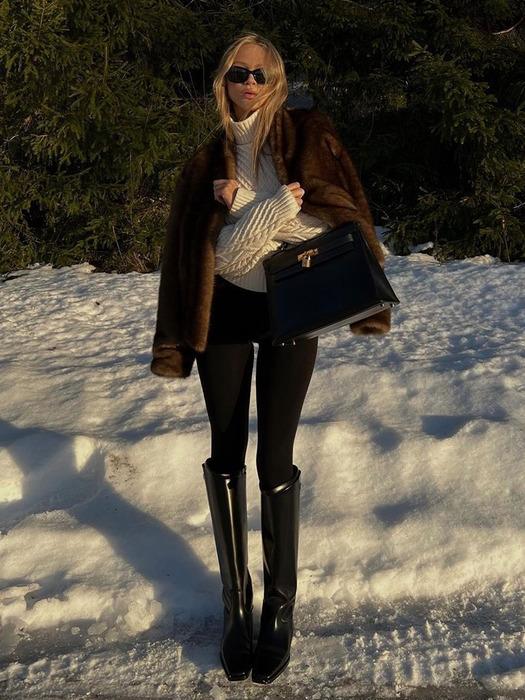 DARIA FAUX FUR JACKET DARK BROWN