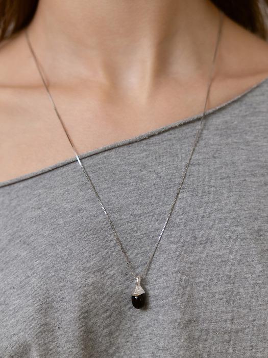 [단독] (실버925) 머쉬룸 스톤 팬던트 롱 목걸이 NZ2513 오닉스