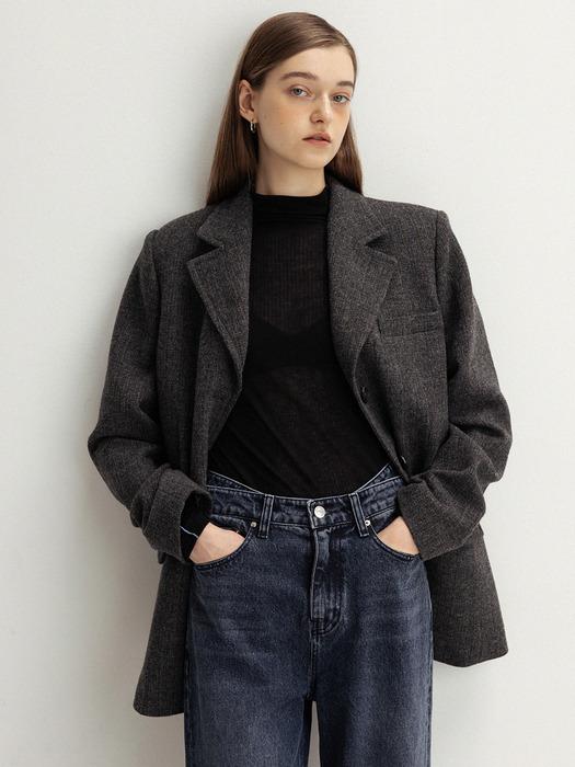 wool multi-color blazer (charcoal)