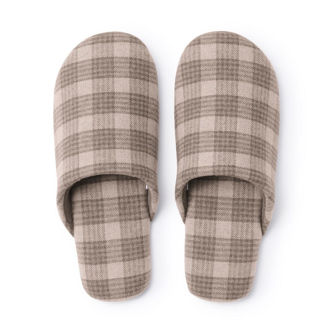 세탁이 가능한 플란넬 슬리퍼 브라운 XL 27.5~30cm