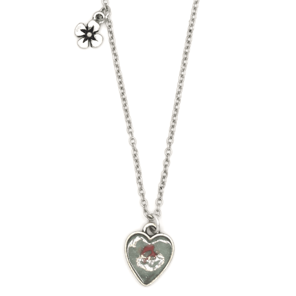 vintage flower heart necklace (mint)