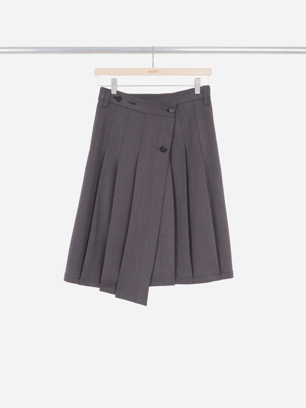 Button Wrap Skirt / Grey
