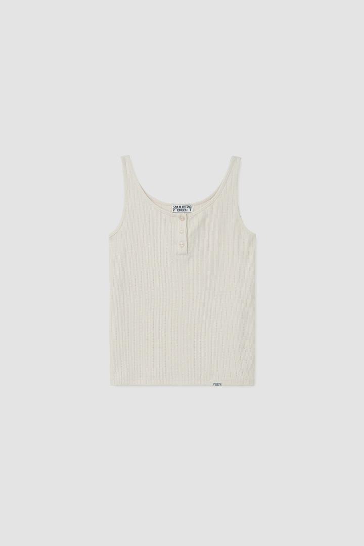 Henley Neck Sleeveless / Light Beige