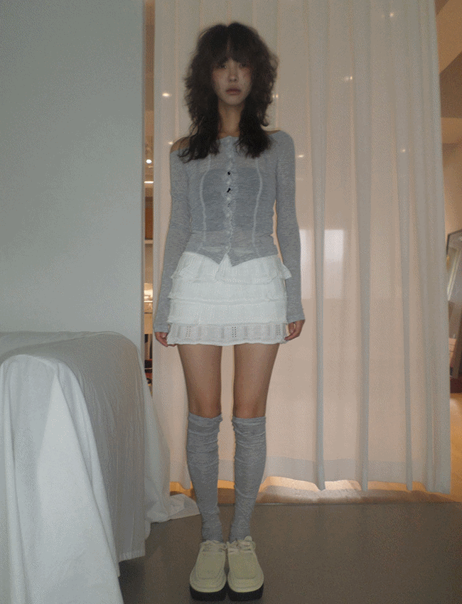 벨로아 니트 캉캉 미니스커트 (2color)