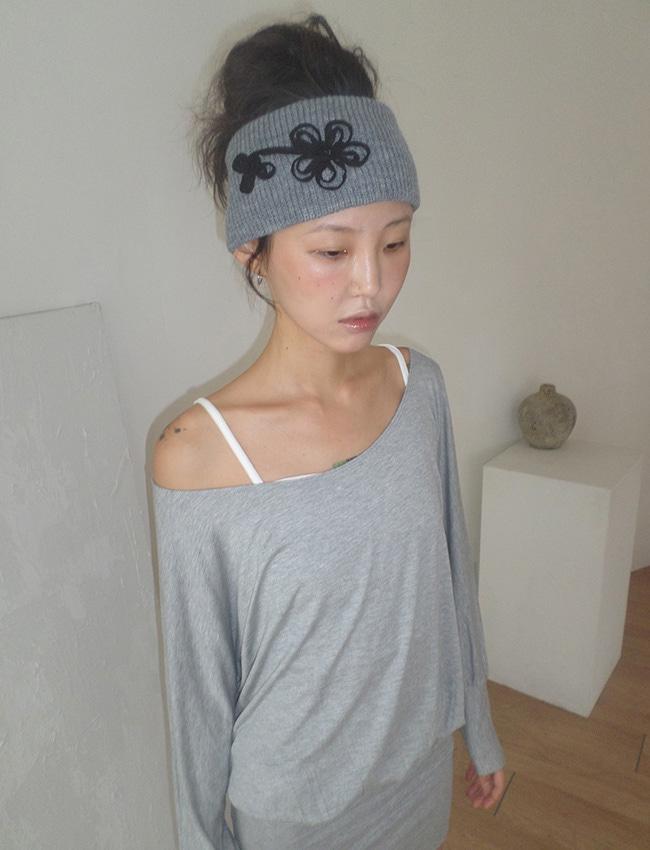 루즈 레이스 코사지 니트 헤어밴드 (3color)