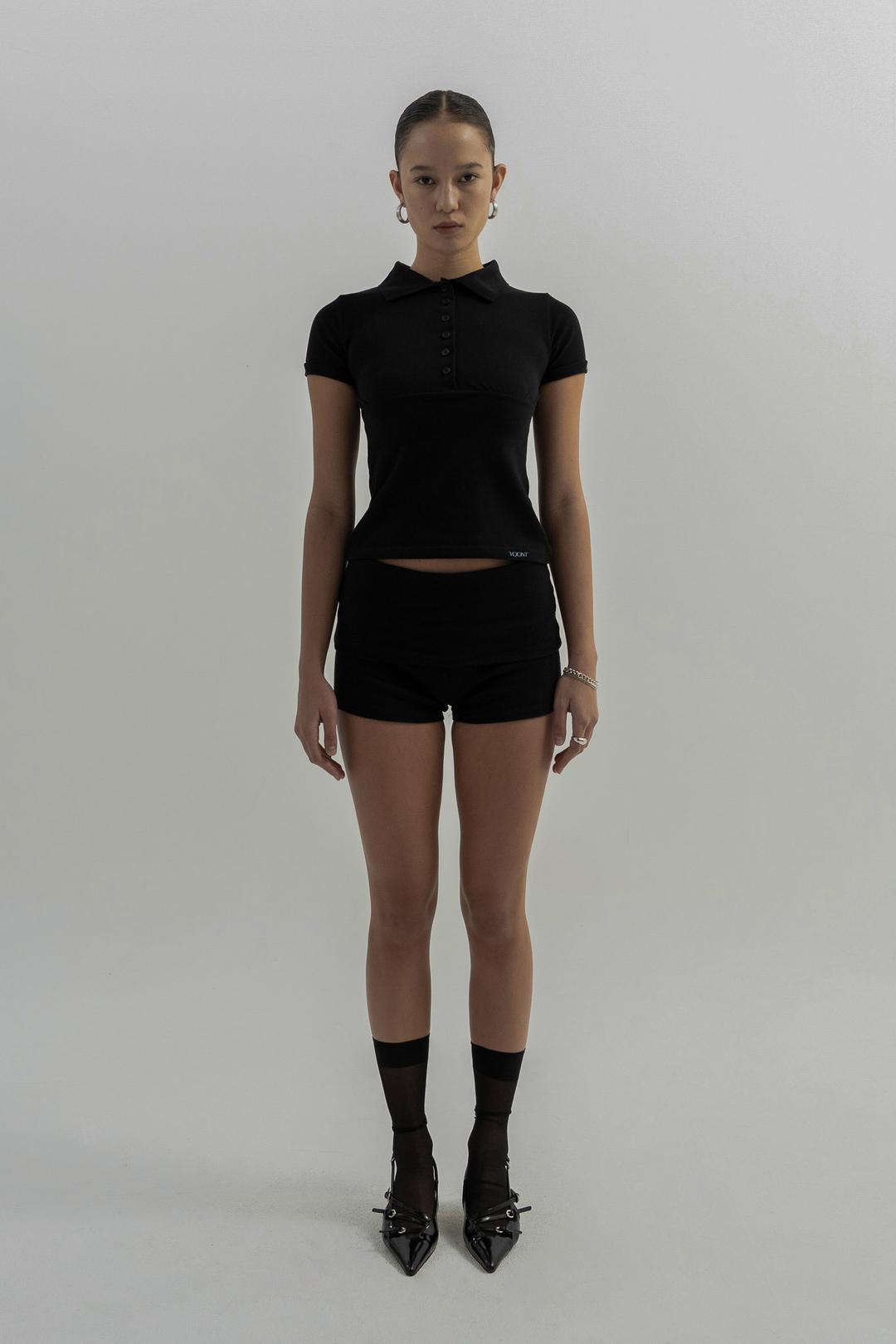 Flat Polo Top (BLACK)