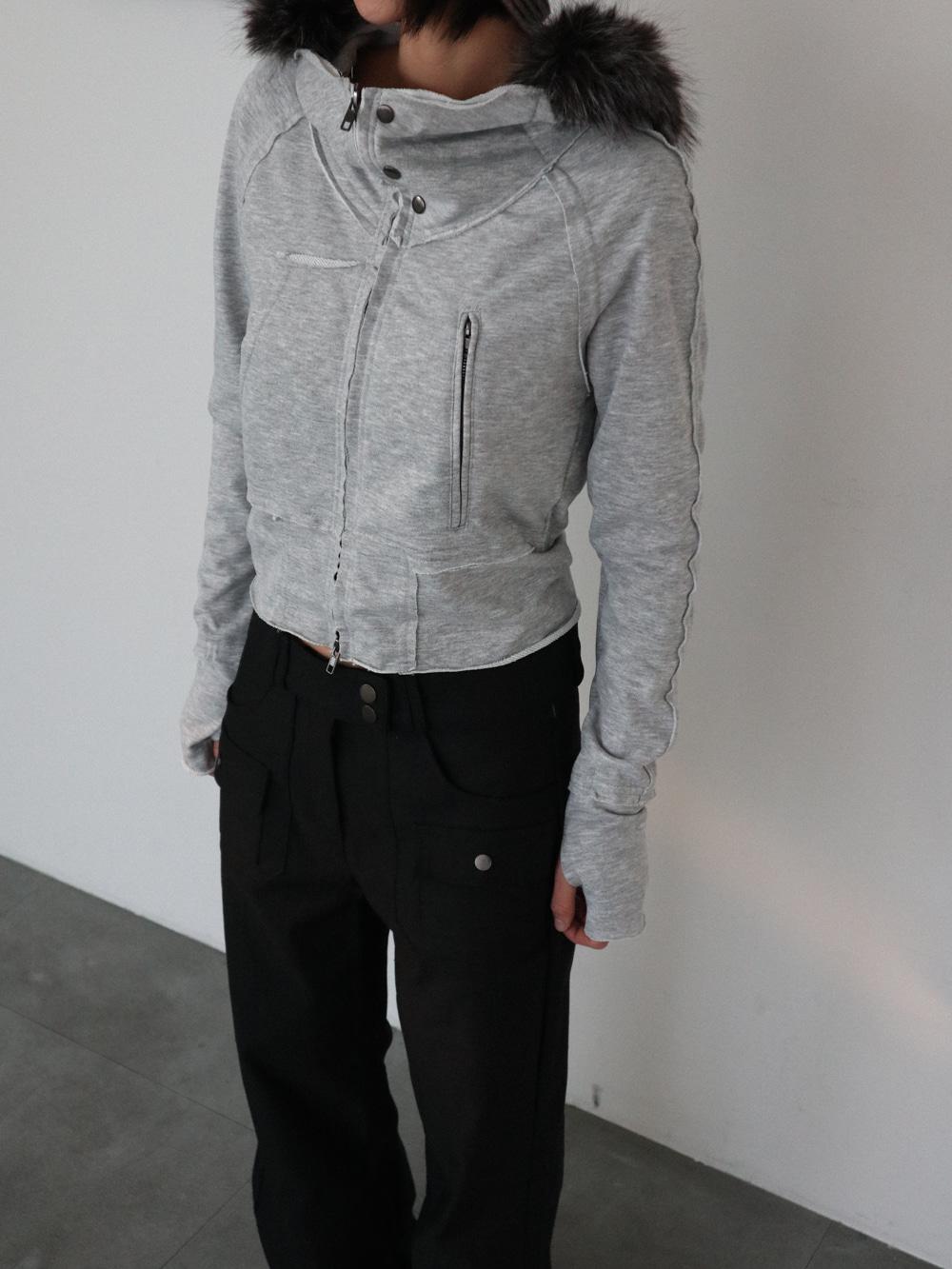 Fur Hood Grunge Zip-Up