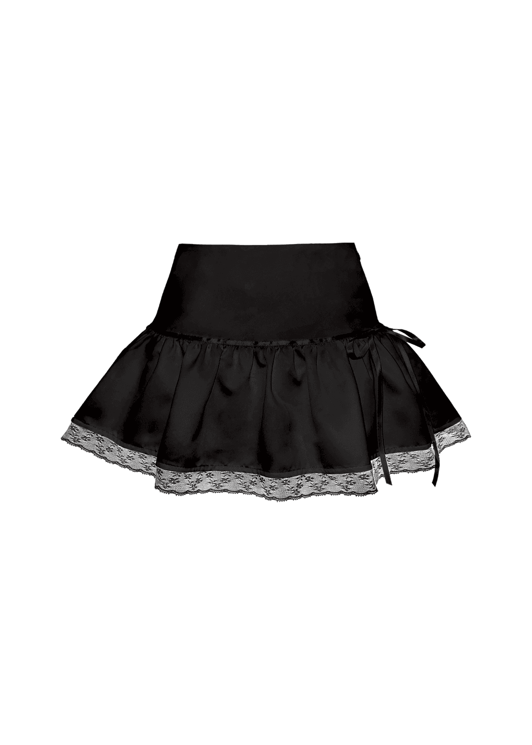 Soft Satin Tiered Skirt (BLACK)