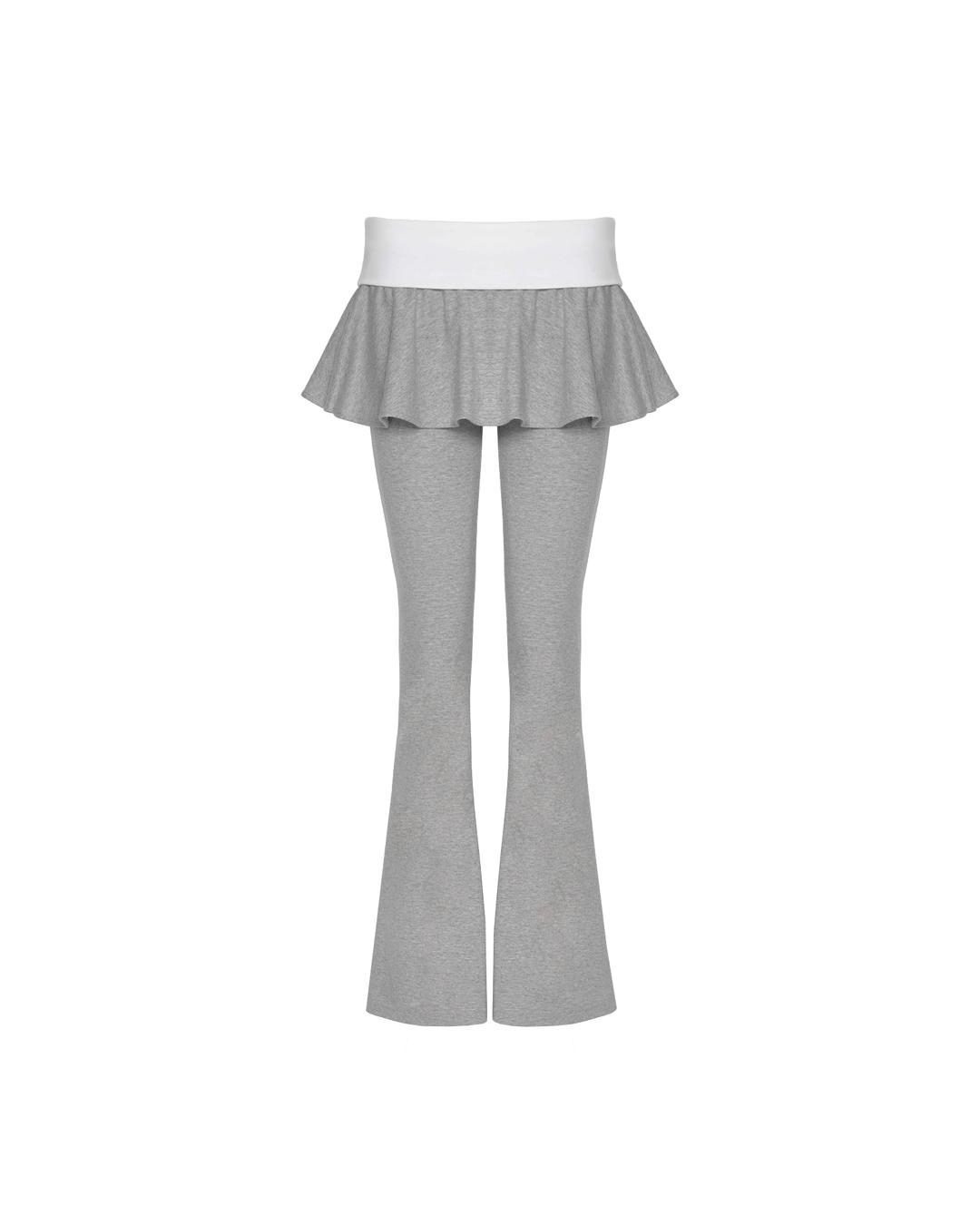 [1st] Hug Letter Folded Bootcut Skirt Pants - GRAY
