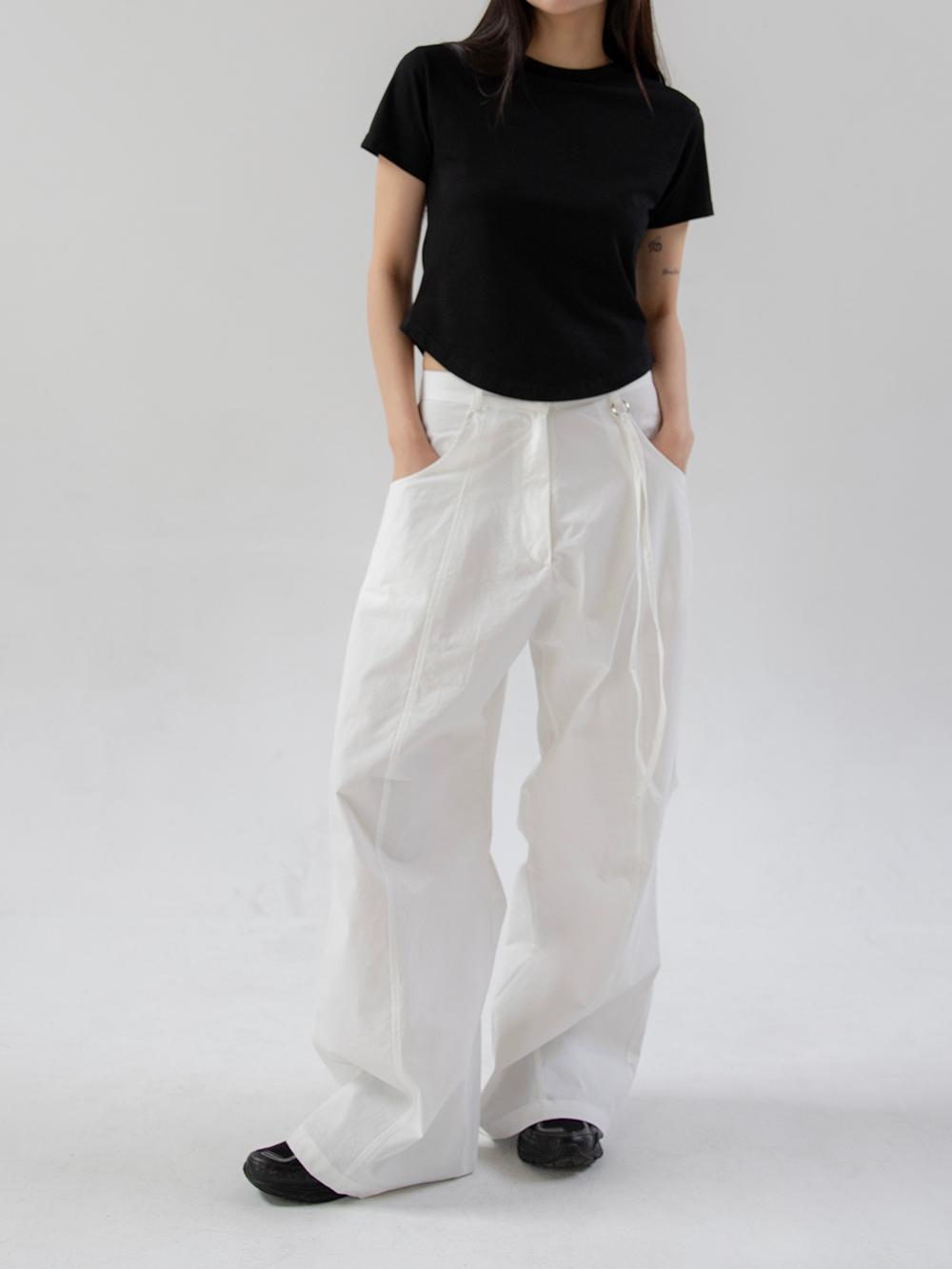 BACK SHIRRING WIDE PANTS (2COLORS)