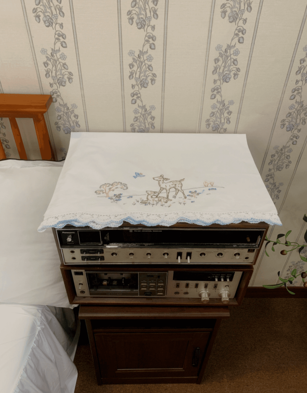 사슴 자수 쿠션 빈티지 커버