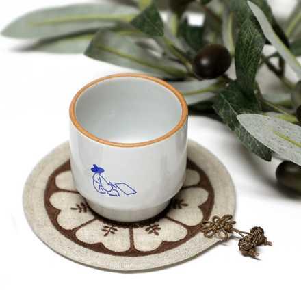 녹유서까래기와 컵받침 (미색)