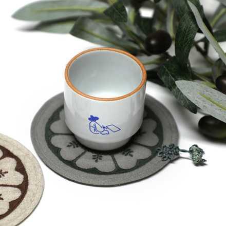 녹유서까래기와 컵받침 (쑥색)