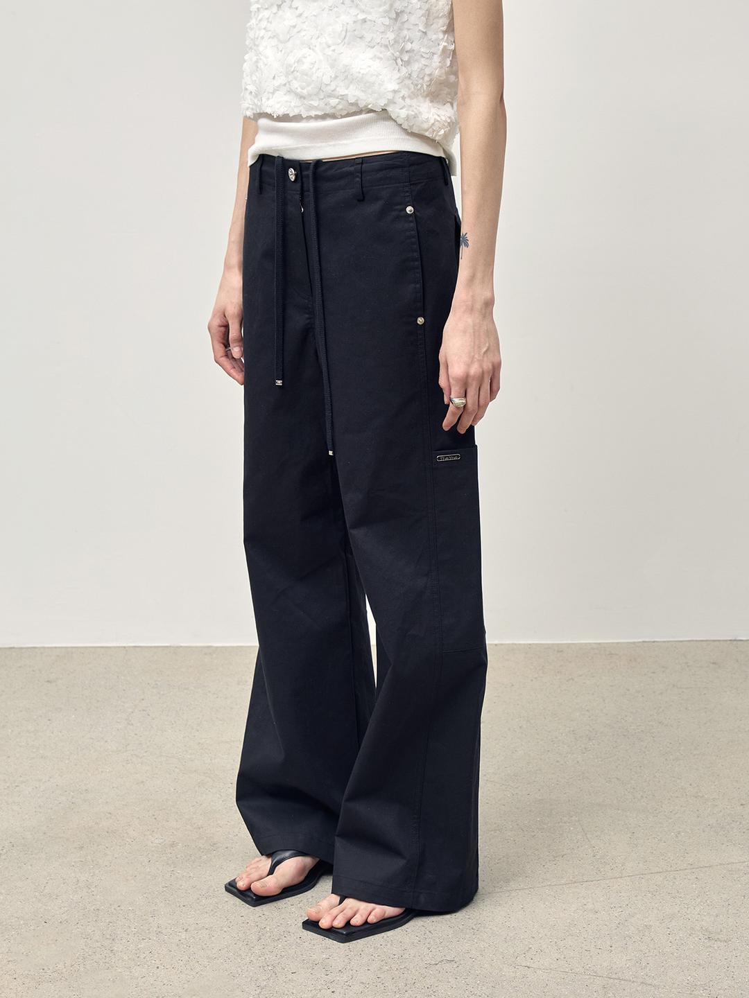 WIDE CARGO PANTS  (BLACK)