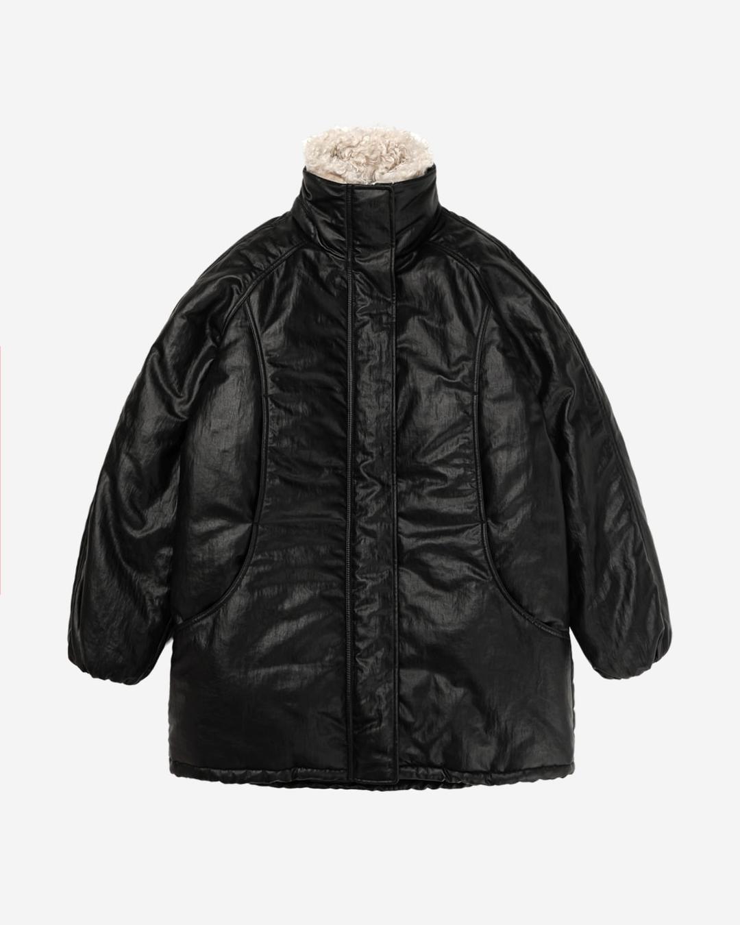 [11/25예약배송]FUR COLLAR PADDED HALF JUMPER, BLACK