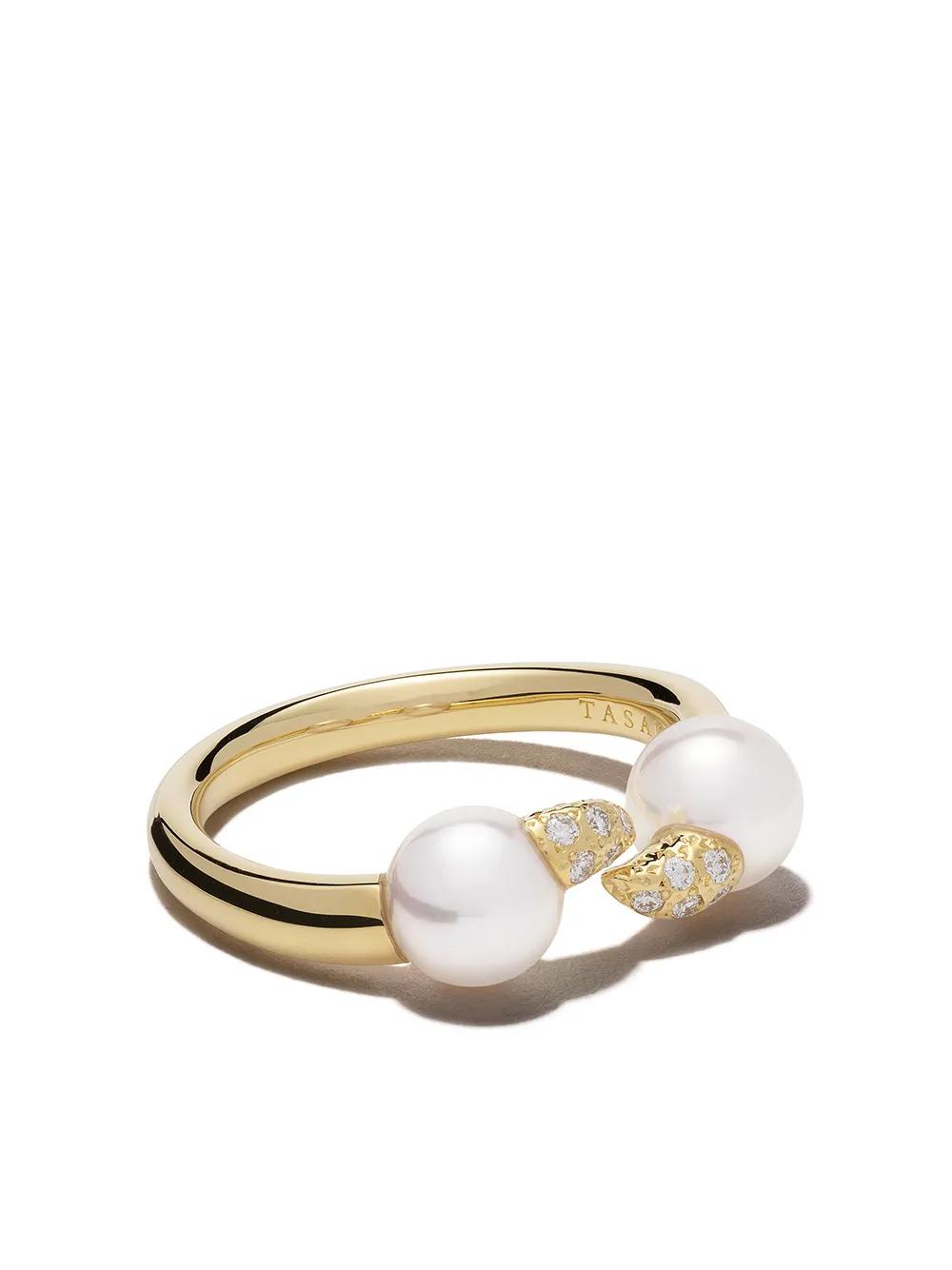 데인저 팽 18K 옐로 골드 다이아몬드 파베 링