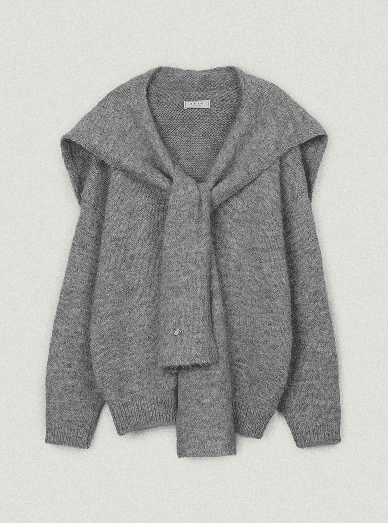 트위 노운 브이넥 루즈핏 긴팔 니트(랩set)