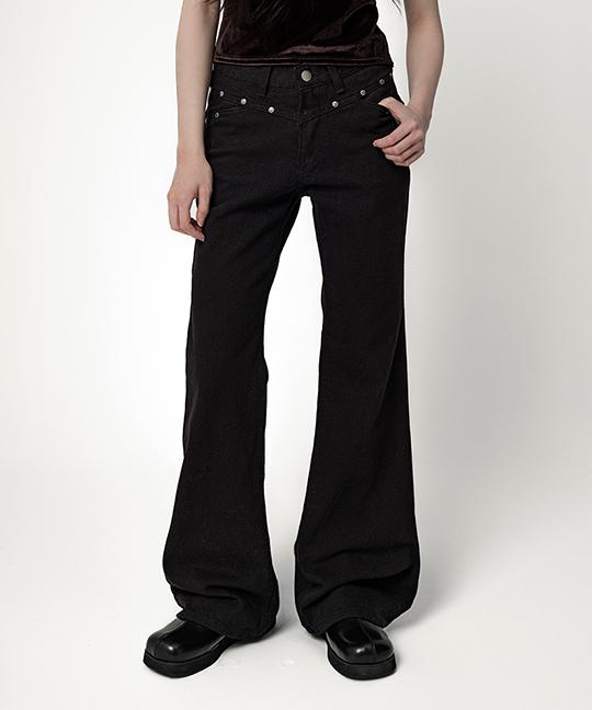 누아뮤트 더비랫 빈티지 절개 스터드 세미 부츠컷 팬츠 STUD SEMI BOOTCUT PANTS