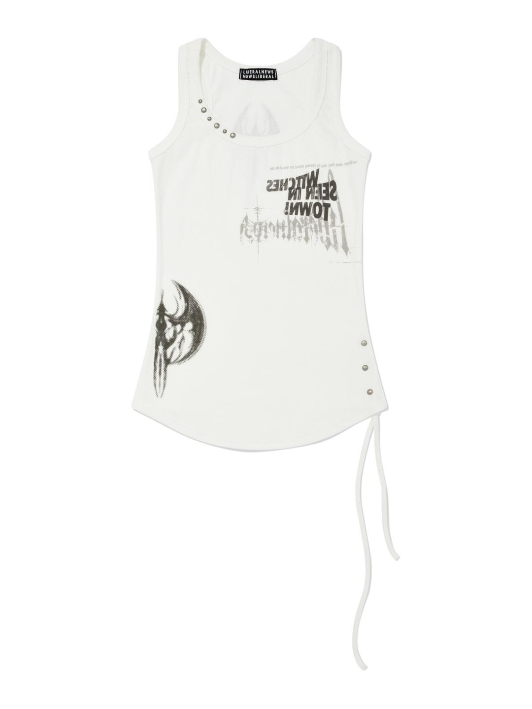 BLAVKNESS 'NEWS\' SLEEVELESS_WHITE