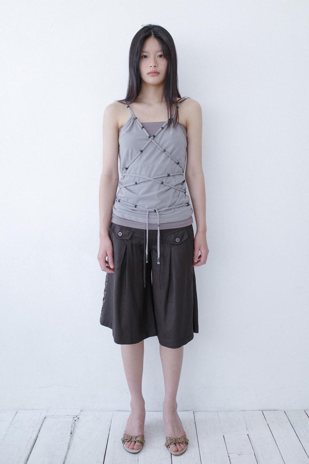Wood bead layered sleeveless