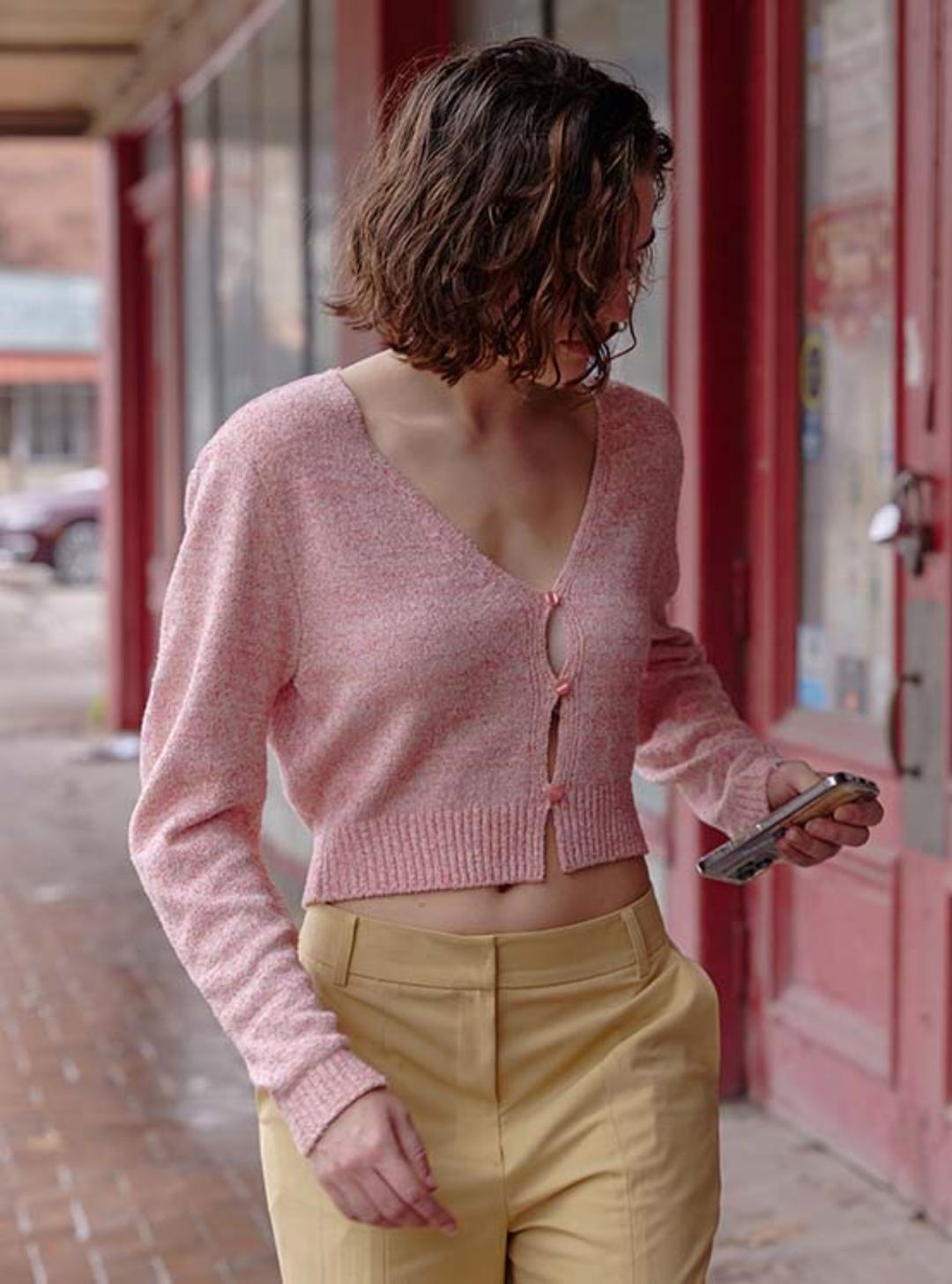 Boucle Cardigan in Orange VK3SD154-62