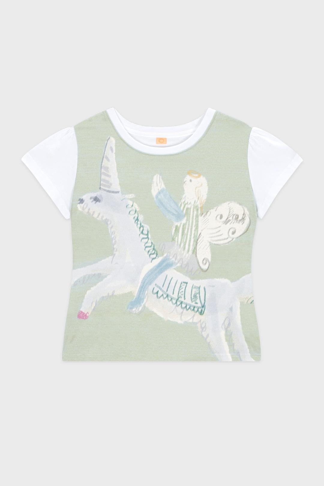 Color Block Unicorn Puff T-Shirt (Mint)